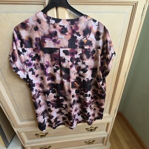 Simply Vera Wang XXL Short Sleeve Watercolor Print Blouse